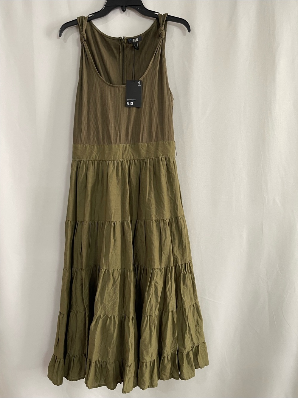 PAIGE Samosa Dress Dark Brushed Olive Green  Sleeveless Maxi Dress medium